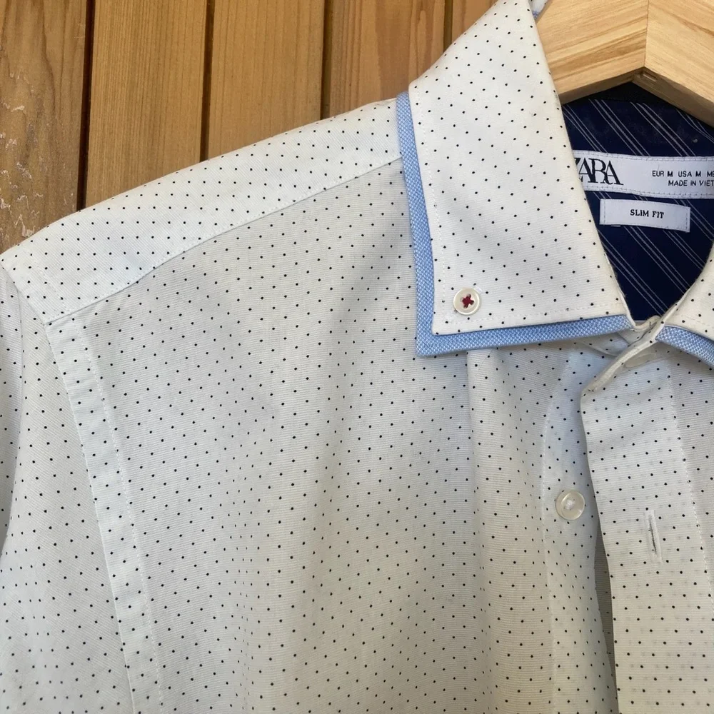 Zara small dot long sleeve buttondown shirt - Picture 2 of 7